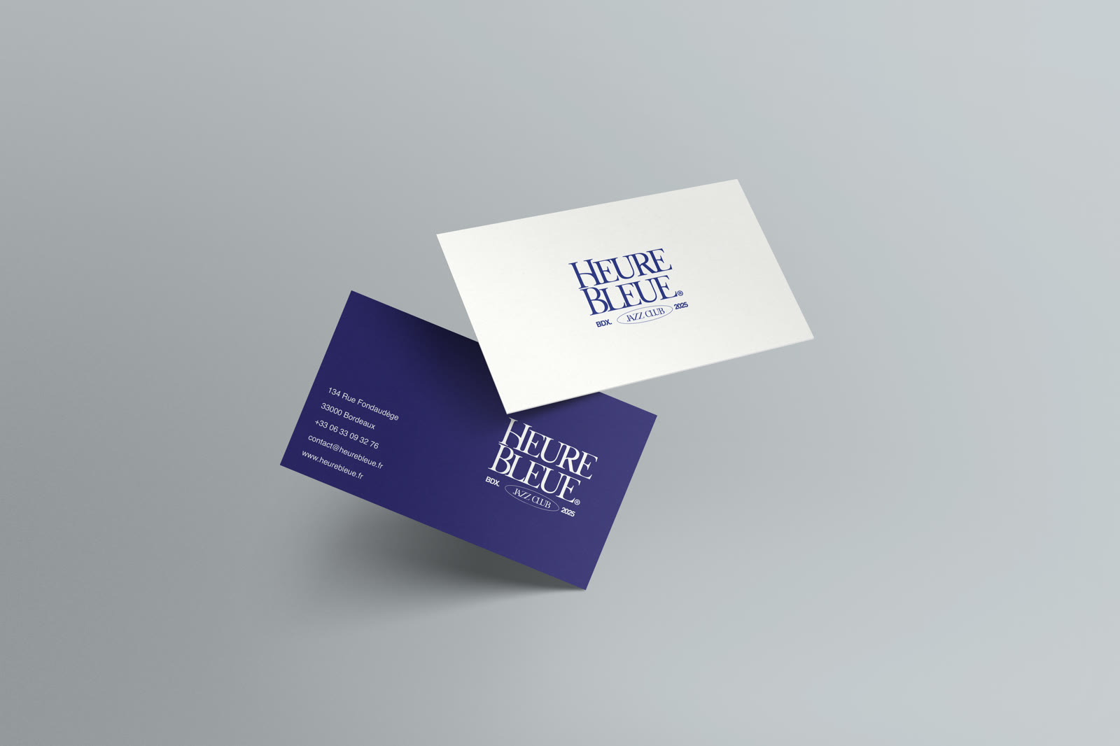 Cartes de visite Heure Bleue, blanc et bleu nuit
